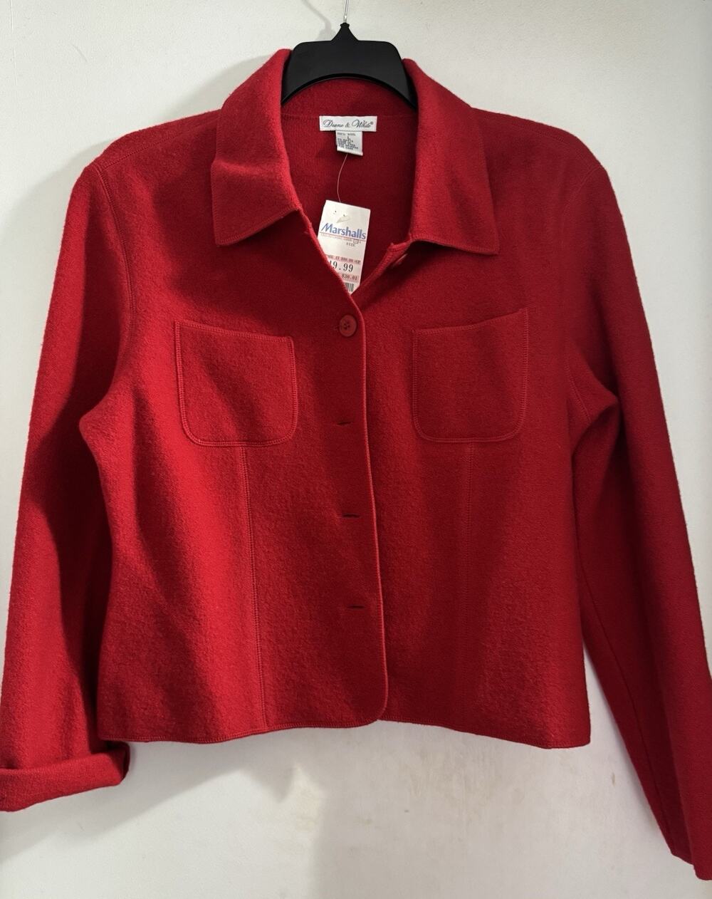 Deane & White 100% Wool Red Blazer Jacket Large